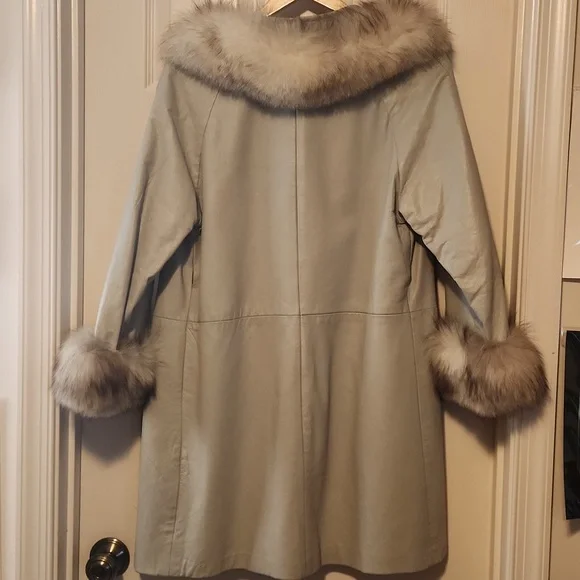 Vintage Leather Fur Trim Coat - Picture 3 of 11